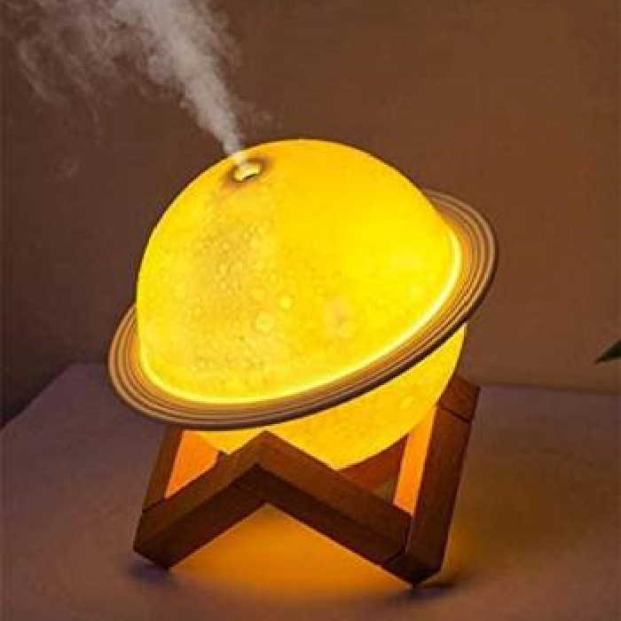 Moon Planet Night Light Air Humidifier for Living Room, Table Desk, Babies Bedroom, Oil Diffuser Aroma LED Light Lamp with Crystal Ball & Wooden Stand For Change 3D USB Rechargable Colorful Home Kids Room Decoration Night Lamp Portable Room Air Purifier